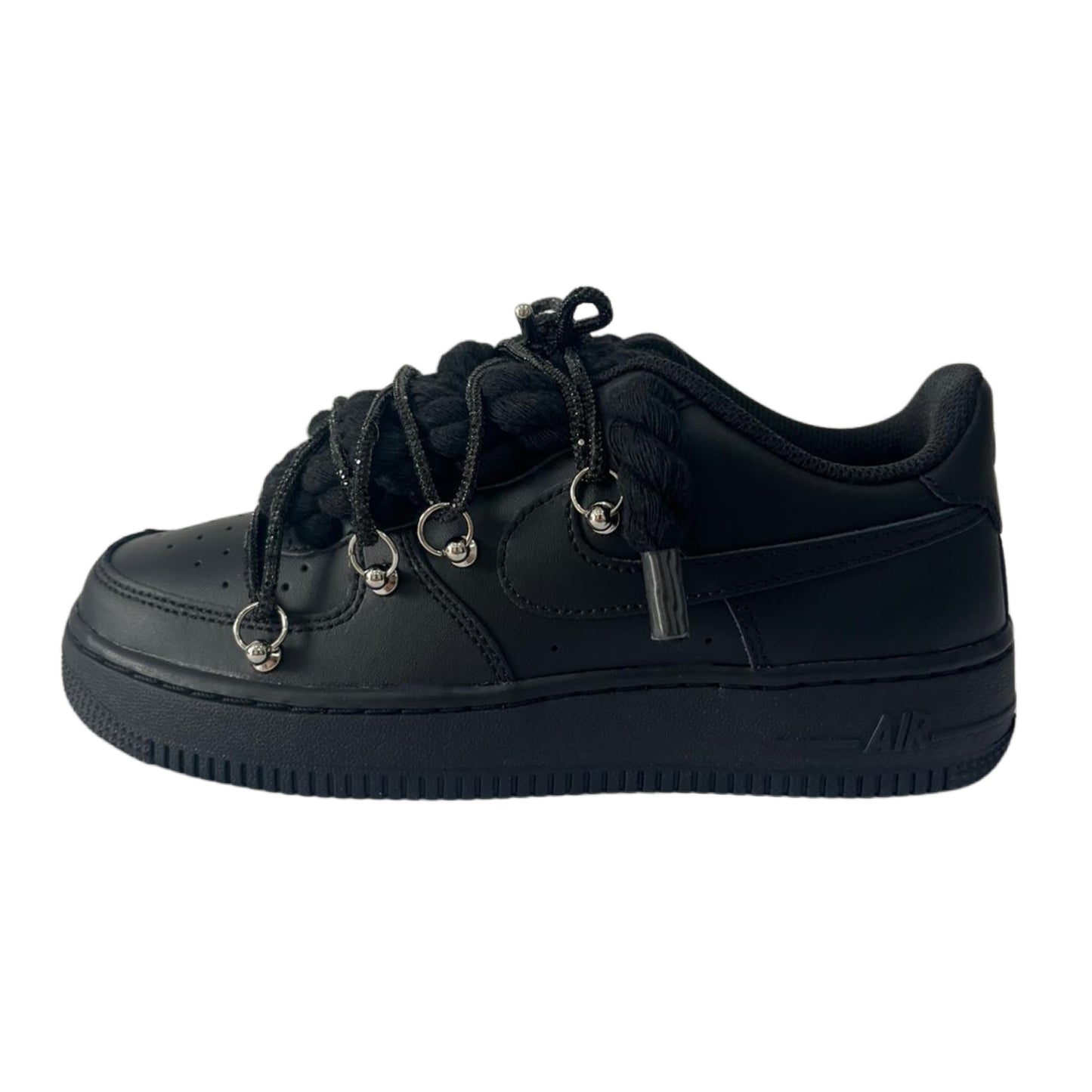 Air Force 1 '07 Low Black Black Rope Chain Laces