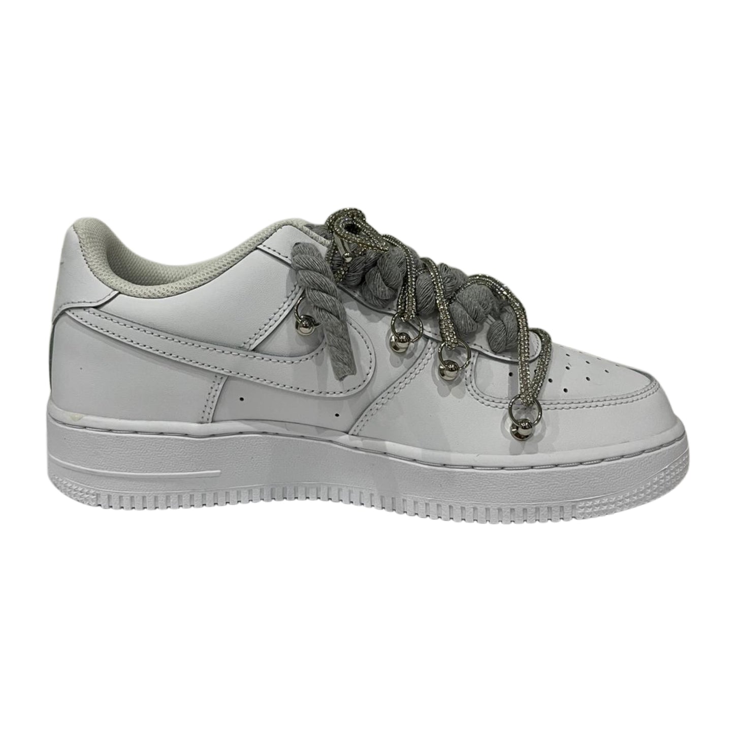 Nike Air Force 1 '07 Low White Grey Rope Chain Laces